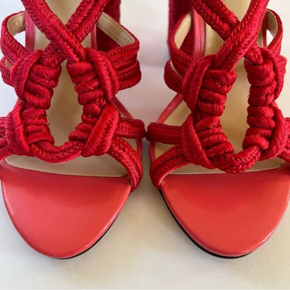 CAbi Tiptoe Hibiscus Red Knotted Rope Ankle Strap Sandals Size 7 - Picture 8 of 16